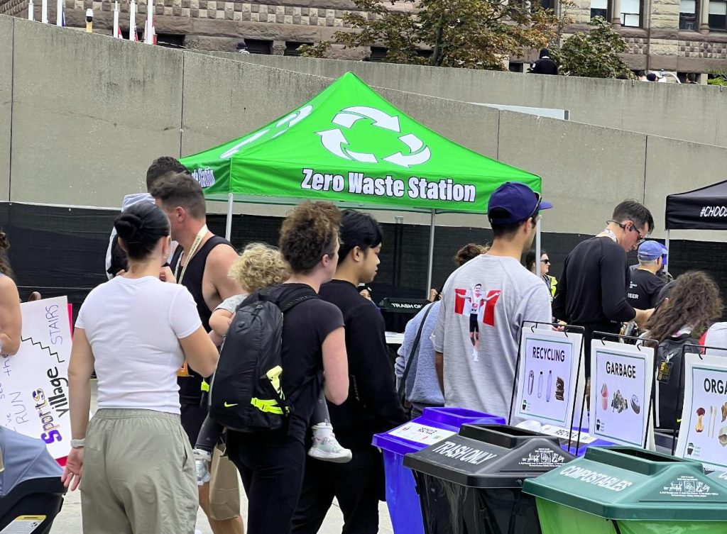 Green Event Ninjas zero waste station at the Toronto Waterfront Marathon 2025
